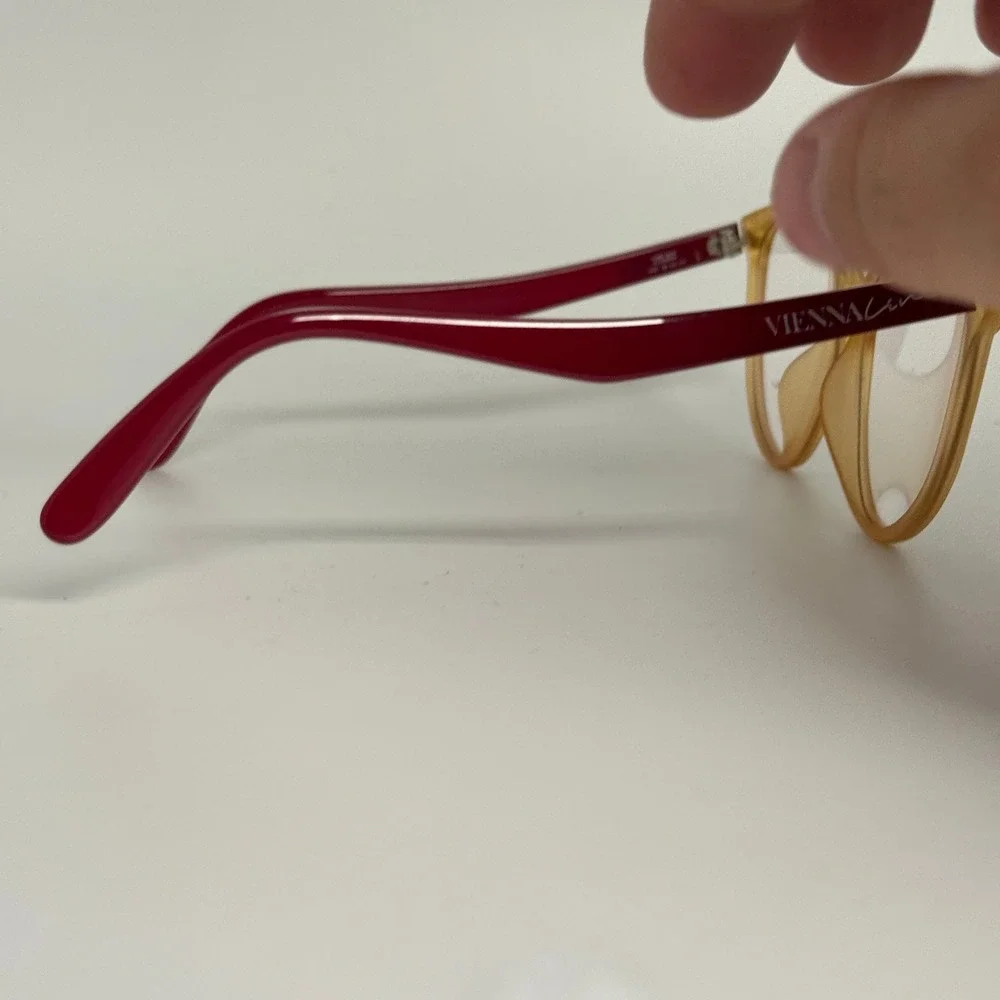 Vienna Line 1402 80 Eyeglasses Frames Yellow Red Optyl Made in Germany 53-12 130